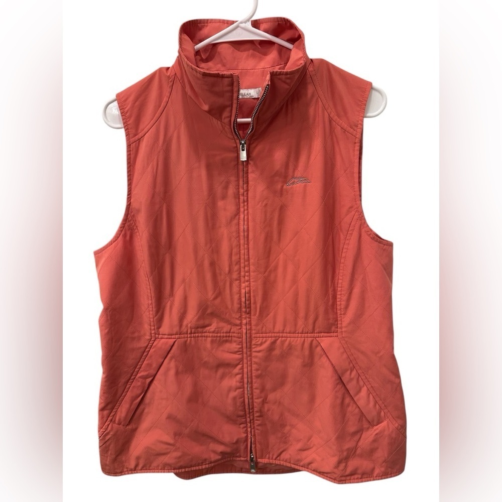 Peter Millar Quilted Full-Zip Vest, Women's Size Large, Coral/Salmon Pink